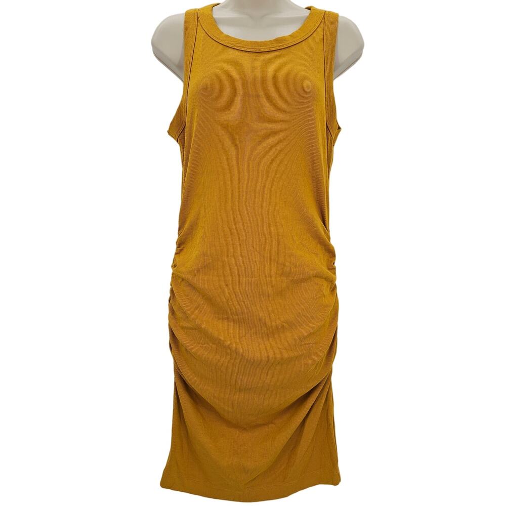 Michael Stars Woman size L Petite Demi Ribbed Mini Tank Dress Dark Turmeric NEW